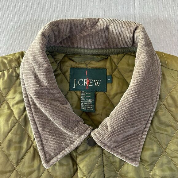 J.Crew Coat Mens Large Green Quilted Oarsman Vintage Corduroy Collar Chore Barn - Picture 4 of 8